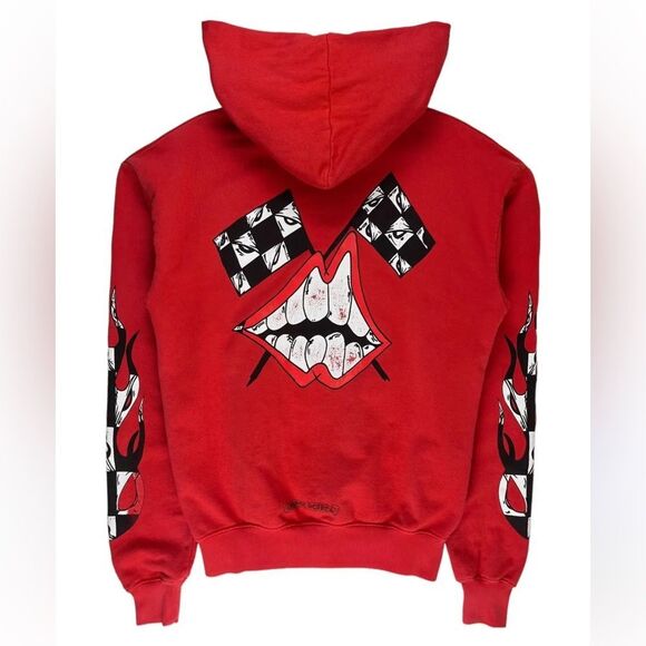 Chrome Hearts Matty Boy Chomper Flame Logo Hoodie Red-orange size Small nwt - Picture 1 of 9